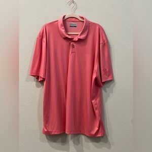 PGA Tour Men's Pink Short Sleeve Button Collared Polo Shirt